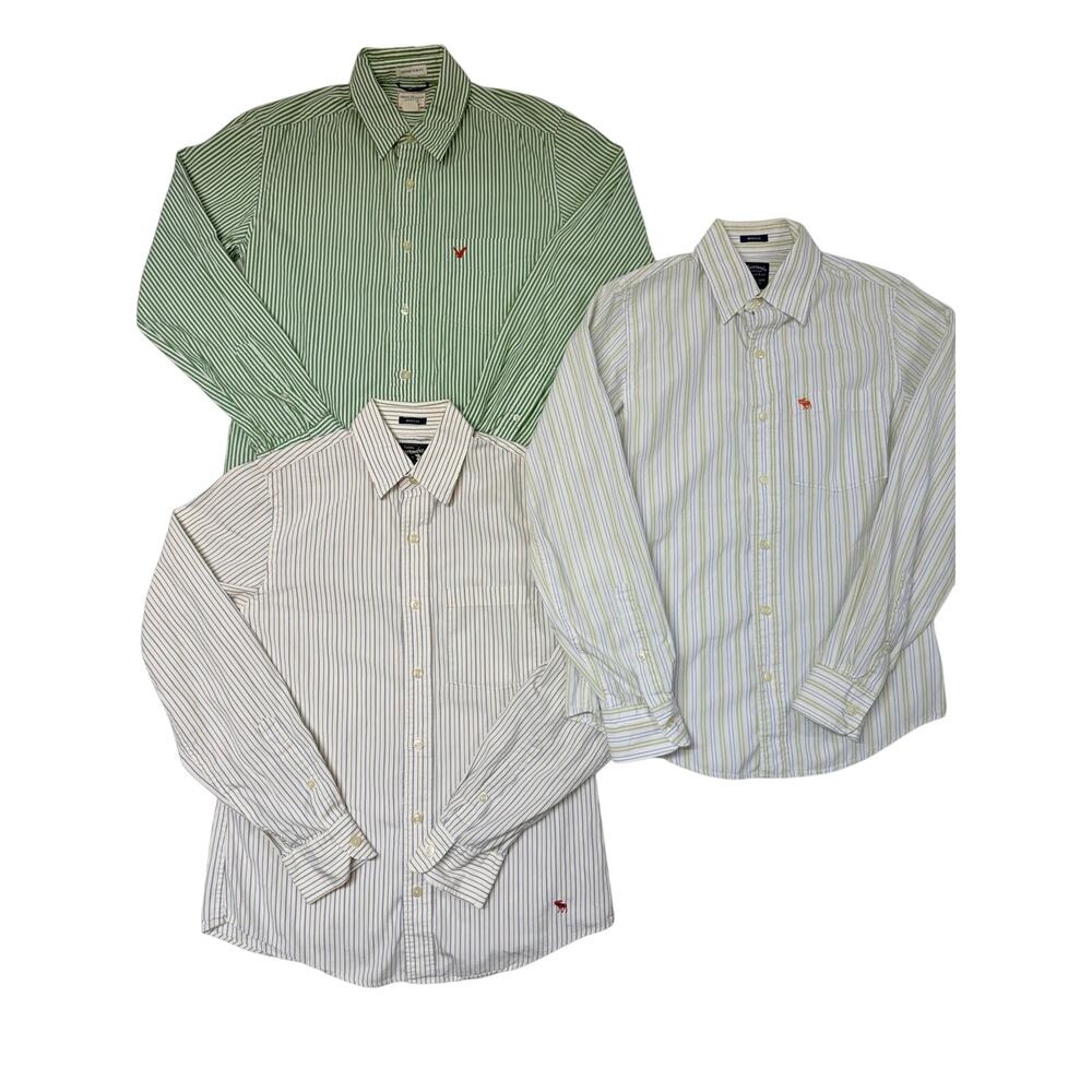 Lot of 3 Men’s Button Front Dress Shirts American Eagle Abercrombie Small